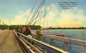 Bridge fishing in Florida tropical waters off the Ringling Causeway in Sarasota Post cardPC12425